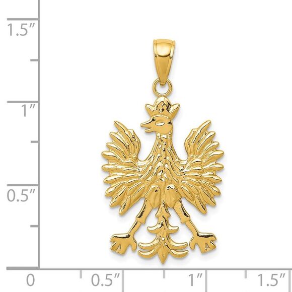 14k Yellow Gold Polish Eagle Pendant - Picture 4 of 5
